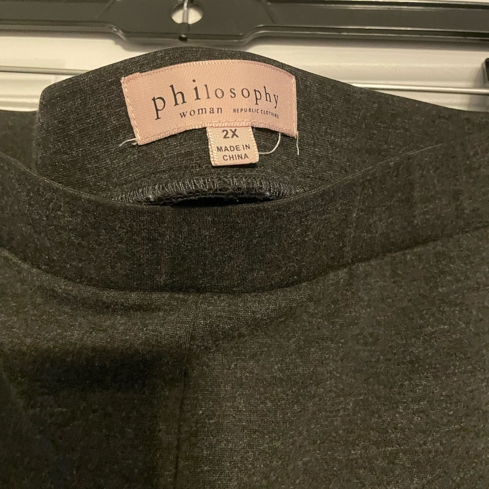 Gray ponte stretch pull on pants